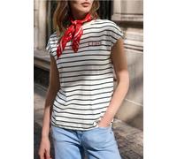 Street One Studio Frauen Dropped Shoulder Shirt mit Rundhals in Weiß, Gr: 42