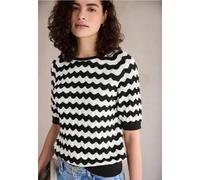 Street One Studio Frauen Gemusterter Pullover in Schwarz, Gr: 36