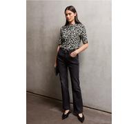 Street One Studio Frauen Gemustertes Kurzarmshirt in Beige, Gr: 42