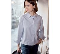 Langarmbluse STREET ONE STUDIO, Damen, Gr. 38, original blau, Web, 100% Baumwolle, gestreift, normal normal, V-Ausschnitt, Bündchen, Blusen, aus reiner Baumwolle (88587239-38) original blau