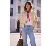 Lederimitatjacke STREET ONE STUDIO, Damen, Gr. 38, warm beige, Samt, 94% Polyester, 6% Elasthan, unifarben, regular fit normal, V-Ausschnitt, abgesteppt, Jacken, mit Knopfleiste (12326554-38) warm bei