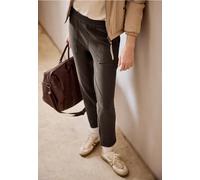 Stoffhose STREET ONE STUDIO, Damen, Gr. 36, Länge 28, plummy braun, Stoff, 68% Polyester, 28% Viskose, 4% Elasthan, unifarben, normal knöchelfrei, Hosen Stoffhose, im Loose Fit (49840741-36) plummy br