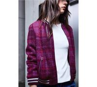 Street One Studio Frauen Karierter Federgarn Blouson in Lila, Gr: 38