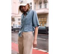 Street One Studio Frauen Kurzarm Bluse im Washed-Look in Blau, Gr: 44