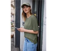 Street One Studio Frauen Kurzarm Bluse mit Rundhals in Unifarbe in Grün, Gr: 46