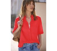 Street One Studio Kurzarm Hemdbluse aus Leinen Chili red 42