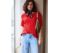 Street One Studio Frauen Kurzarm Pullover mit Lochmuster in Rot, Gr: 34
