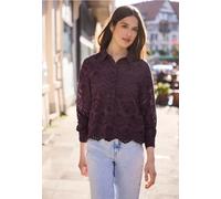 Langarmbluse STREET ONE STUDIO, Damen, Gr. 42, very berry, Web, 100% Baumwolle, unifarben, normal normal, V-Ausschnitt, Bündchen, Blusen, aus reiner Baumwolle (90337921-42) very berry