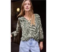 Street One Studio Frauen Langarm Bluse mit V-Neck aus Chiffon in Grün, Gr: 38