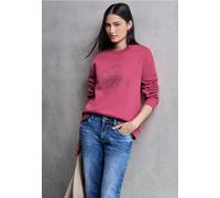 Sweatshirt STREET ONE STUDIO, Damen, Gr. 46, schwarz candy pink, Sweatware, 60% Baumwolle, 40% Polyester, gemustert, normal, Rundhals, Bündchen, Sweatshirts Sweatshirt, in Loose Shape (88808234-46) sc