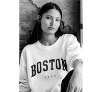 Sweatshirt STREET ONE STUDIO, Damen, Gr. 46, soft beige, Sweatware, 60% Baumwolle, 40% Polyester, bedruckt, loose fit, Rundhals, Bündchen, Sweatshirts Sweatshirt, mit Wording (47261627-46) soft beige