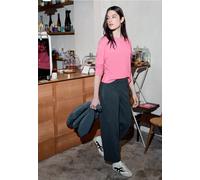 Langarmshirt STREET ONE STUDIO, Damen, Gr. 44, glowy pink meliert, Stoff, 83% Viskose, 17% Polyester, unifarben, normal normal, U-Boot-Ausschnitt, Rippbündchen, Shirts Langarmshirt, mit U-Boot-Ausschn