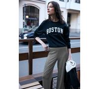 Street One Studio Frauen Melierte Wide Leg Hose in Schwarz, Gr: 46