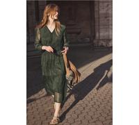 Midikleid STREET ONE STUDIO, Damen, Gr. 38, EURO-Größen, oil grün, Stoff, Obermaterial: 100% Polyester; Futter: 100% Modal, gemustert, normal Midi, V-Ausschnitt, elastischer Bund, Kleider Midikleid, m