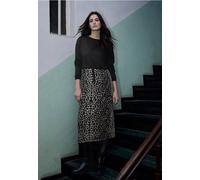 Street One Studio Frauen Midi-Kleid mit Leo-Rock in Schwarz, Gr: 36