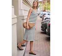 Street One Studio Frauen Midi-Kleid mit V-Neck und Streifen in Weiß, Gr: 38