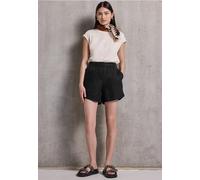 Shorts STREET ONE STUDIO, Damen, Gr. 44, schwarz, Stoff, 100% Leinen, unifarben, loose fit kurz, Hosen, mit seitlichen Einschubtaschen (59534933-44) schwarz