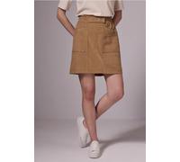 Sommerrock STREET ONE STUDIO, Damen, Gr. 42, braun (creamy braun), Stoff, 97% Polyester, 3% Elasthan, unifarben, gerade kniefrei, Röcke, mit Nieten (33474369-42) creamy braun