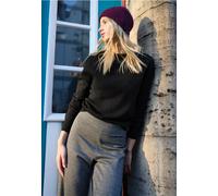 Rundhalspullover STREET ONE STUDIO, Damen, Gr. 46, schwarz, Stoff, 30% Polyester, 29% Polyacryl, 21% Viskose, 20% Nylon, unifarben, normal normal, Rundhals, Rippbündchen, Pullover Rundhalspullover (96