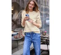 Street One Studio - Sweatshirt mit Herz-Stickerei und Puffärmeln beige - Gr. - 34