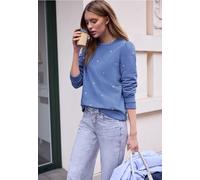 street one studio - Sweatshirt mit Herz-Stickerei und Puffärmeln blau - Gr. - 34