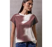 Print-Shirt STREET ONE STUDIO, Damen, Gr. 44, rot (fudge rot), Web, 100% Baumwolle, bedruckt, regular fit normal, Rundhals, abgesteppt, Shirts, aus reiner Baumwolle (32899406-44) fudge rot