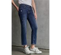 Slim-fit-Jeans STREET ONE STUDIO, Damen, Gr. 36, Länge 28, blau (dunkelblau wash), Jeans, 79% Baumwolle, 15% Polyester, 4% Elastomultiester, 2% Elasthan, unifarben, knöchelfrei, Jeans, Middle Waist (8