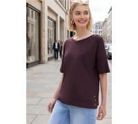 Street One Studio Frauen T-Shirt mit Rundhals und Knöpfen in Lila, Gr: 34