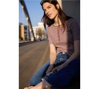 Street One Studio Frauen T-Shirt mit Rundhals und Knöpfen in Rosa, Gr: 46