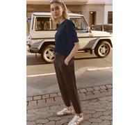 Rundhalsshirt STREET ONE STUDIO, Damen, Gr. 46, tiefblau, Web, 50% Modal, 50% Baumwolle, unifarben, normal normal, Rundhals, Bündchen, Shirts Rundhalsshirt, mit Rundhalsausschnitt (33279928-46) tiefbl
