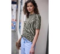 Street One Studio Frauen T-Shirt mit Rundhals und Puffärmeln in Grün, Gr: 42