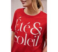 Street One Studio Frauen T-Shirt mit Rundhals und Wording Print in Rot, Gr: 40