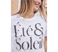 Street One Studio Frauen T-Shirt mit Rundhals und Wording Print in Weiß, Gr: 40