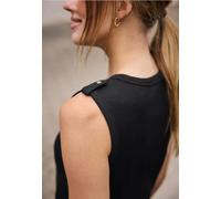 Street One Studio Frauen Top in Rippstruktur mit Knopfdetail in Schwarz, Gr: 44
