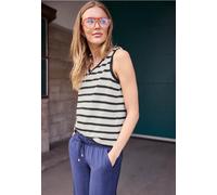 Street One Studio Frauen Top mit V-Neck in Strick-Optik in Weiß, Gr: 44