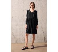 Tunikakleid STREET ONE STUDIO, Damen, Gr. 34, EURO-Größen, schwarz, Stoff, Obermaterial: 50% Viskose, 50% Modal; Unterkleid: 100% Viskose, unifarben, normal knielang, Rundhals, Bündchen, Kleider, soft