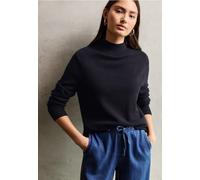 Strickpullover STREET ONE STUDIO, Damen, Gr. 34, blau (ink blau night), Stoff, 30% Polyester, 27% Polyacryl, 23% Polyamid, 20% Viskose, unifarben, normal normal, hoch geschlossener Ausschnitt, Strickb