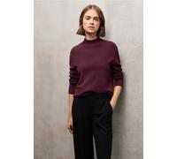 Strickpullover STREET ONE STUDIO, Damen, Gr. 44, rot (schwarz plum rot), Stoff, 30% Polyester, 27% Polyacryl, 23% Polyamid, 20% Viskose, unifarben, normal normal, hoch geschlossener Ausschnitt, Strick