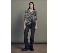 Langarmbluse STREET ONE STUDIO, Damen, Gr. 36, schwarz, Stoff, 100% Viskose, gemustert, normal normal, V-Ausschnitt, elastischer Bund, Blusen, mit grafischem Muster (40112765-36) schwarz