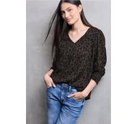 Street One Studio Frauen V-Neck Bluse mit Rüschen in Braun, Gr: 40