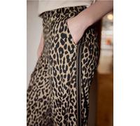 Culotte STREET ONE STUDIO, Damen, Gr. 42, Länge 30, schwarz, Stoff, 82% Polyester, 18% Elasthan, loose fit lang, Hosen Culotte, mit Leo-Muster (63928917-42) schwarz