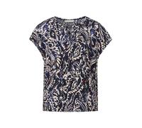 Street One Studio Frauen Gemusterte Bluse mit Raffung in Blau, Gr: 34