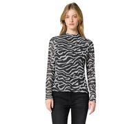 Langarmbluse STREET ONE STUDIO, Damen, Gr. 42, flint grau, Stoff, Obermaterial: 95% Polyester, 5% Elasthan; Futter: 100% Viskose, gemustert, normal normal, hoch geschlossener Ausschnitt, abgesteppt, B