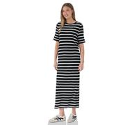 Midikleid STREET ONE STUDIO, Damen, Gr. 42, EURO-Größen, schwarz, Stoff, Obermaterial: 80% Viskose, 16% Polyester, 4% Elasthan, gestreift, normal wadenlang, Rundhals, abgesteppt, Kleider Midikleid, mi