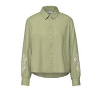 Langarmbluse STREET ONE STUDIO, Damen, Gr. 42, mild grün, Web, 100% Baumwolle, unifarben, casual, gerade normal, V-Ausschnitt, Langarm Bündchen, Blusen, aus reiner Baumwolle (76547469-42) mild grün