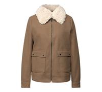 Fellimitatjacke STREET ONE STUDIO, Damen, Gr. 34, cookie braun, Stoff, Obermaterial: 90% Polyester, 10% Viskose; Futter: 100% Polyester; Kragen: 100% Polyester, unifarben, normal normal, V-Ausschnitt,