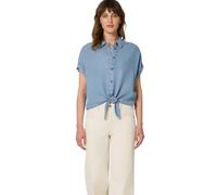street one studio - Kurzarm-Hemdbluse mit femininem Knoten-Detail blau - Gr. - 34