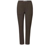 Stoffhose STREET ONE STUDIO, Damen, Gr. 36, Länge 28, plummy braun, Stoff, 68% Polyester, 28% Viskose, 4% Elasthan, unifarben, normal knöchelfrei, Hosen Stoffhose, im Loose Fit (49840741-36) plummy br