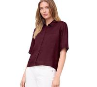 Hemdbluse STREET ONE STUDIO, Damen, Gr. 44, very berry, Web, 100% Leinen, unifarben, regular fit normal, V-Ausschnitt, abgesteppt, Blusen Hemdbluse, mit Knopfleiste (67461467-44) very berry