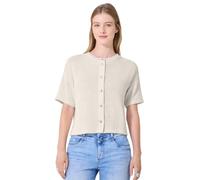 Street One Studio Frauen Kurzarm Jacke im Strick-Look mit Rundhals in Beige, Gr: 36